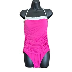 Lauren Ralph Lauren Fuchsia and White One Piece Swimsuit